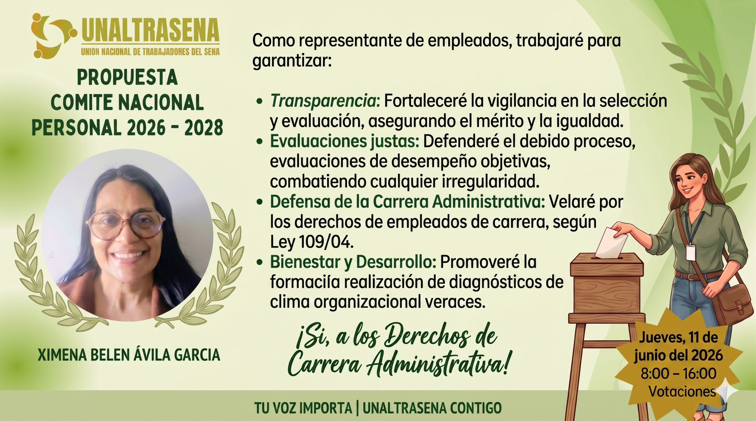 Elecciones Comité Nacional de Personal 2026 – 2028: Conoce la propuesta de Ximena Belén Ávila García