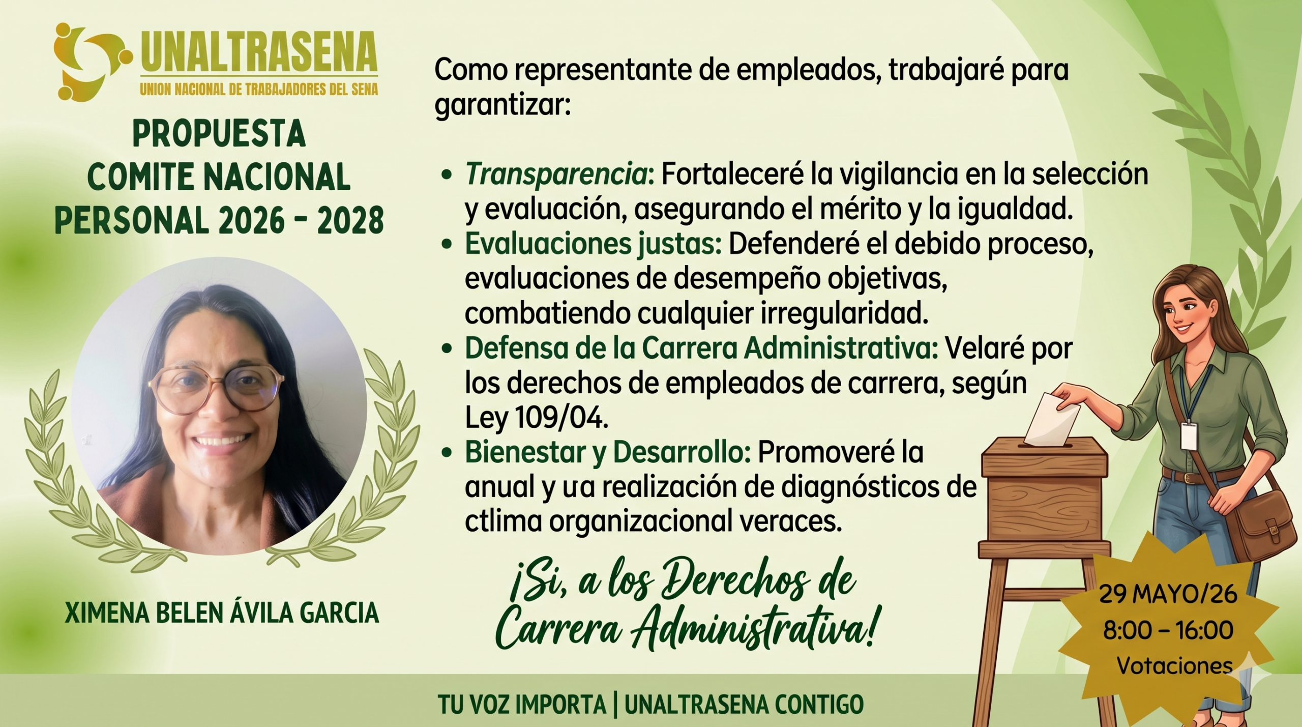 Elecciones Comité Nacional de Personal 2026 – 2028: Conoce la propuesta de Ximena Belén Ávila García