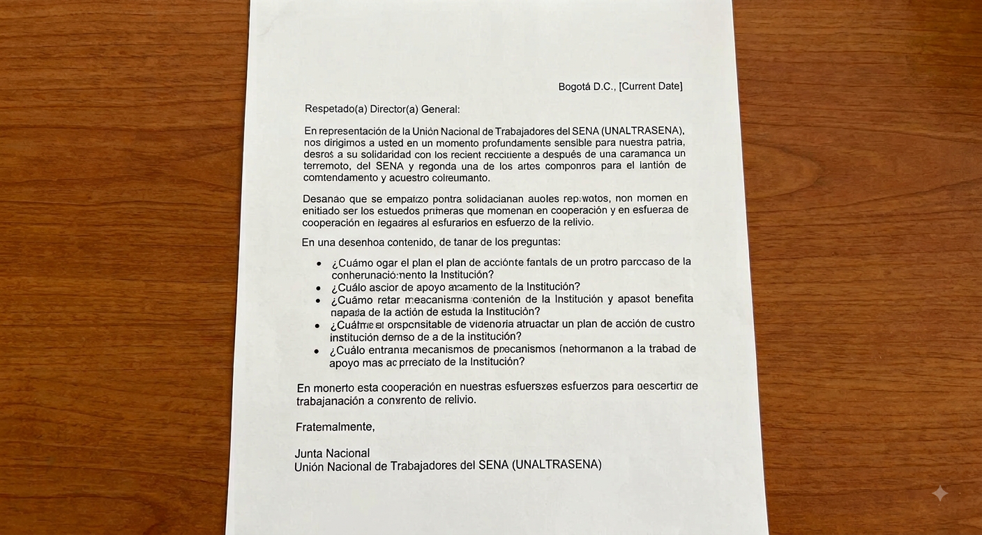 Ofrecimiento de apoyo de UNALTRASENA y solicitud de ruta de acción institucional frente a la emergencia por el sismo.