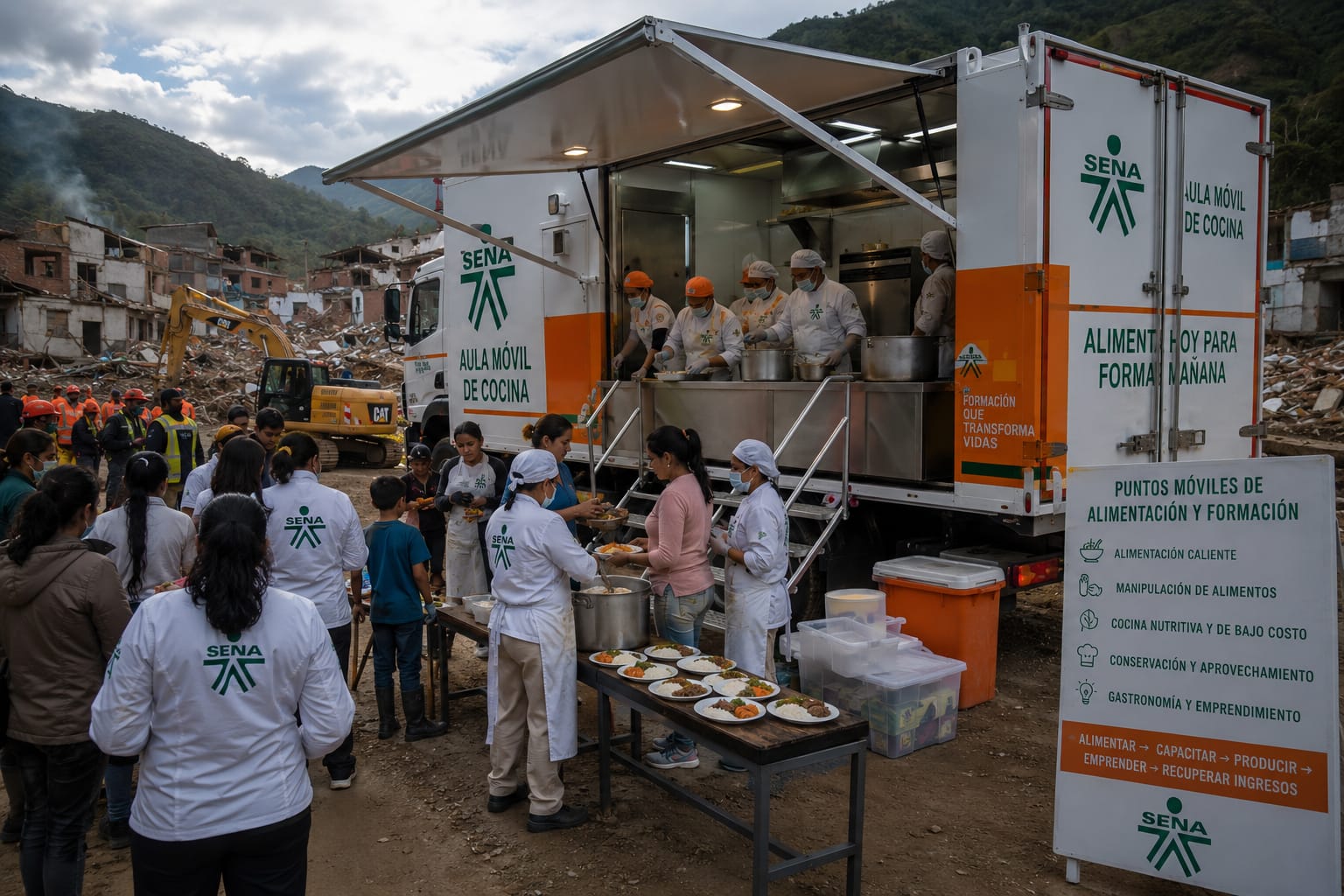 El SENA y sus Aulas Móviles como respuesta solidaria ante la emergencia del terremoto.